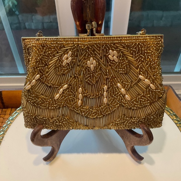 VTG Gold Beaded Purse - Picture 3 of 6